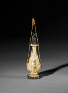 Altın Ve Gümüş Montajlı Fildişi, Mücevherlerle Süslenmiş parfüm Şişesi - M.1800 (Cleveland Müzesi)