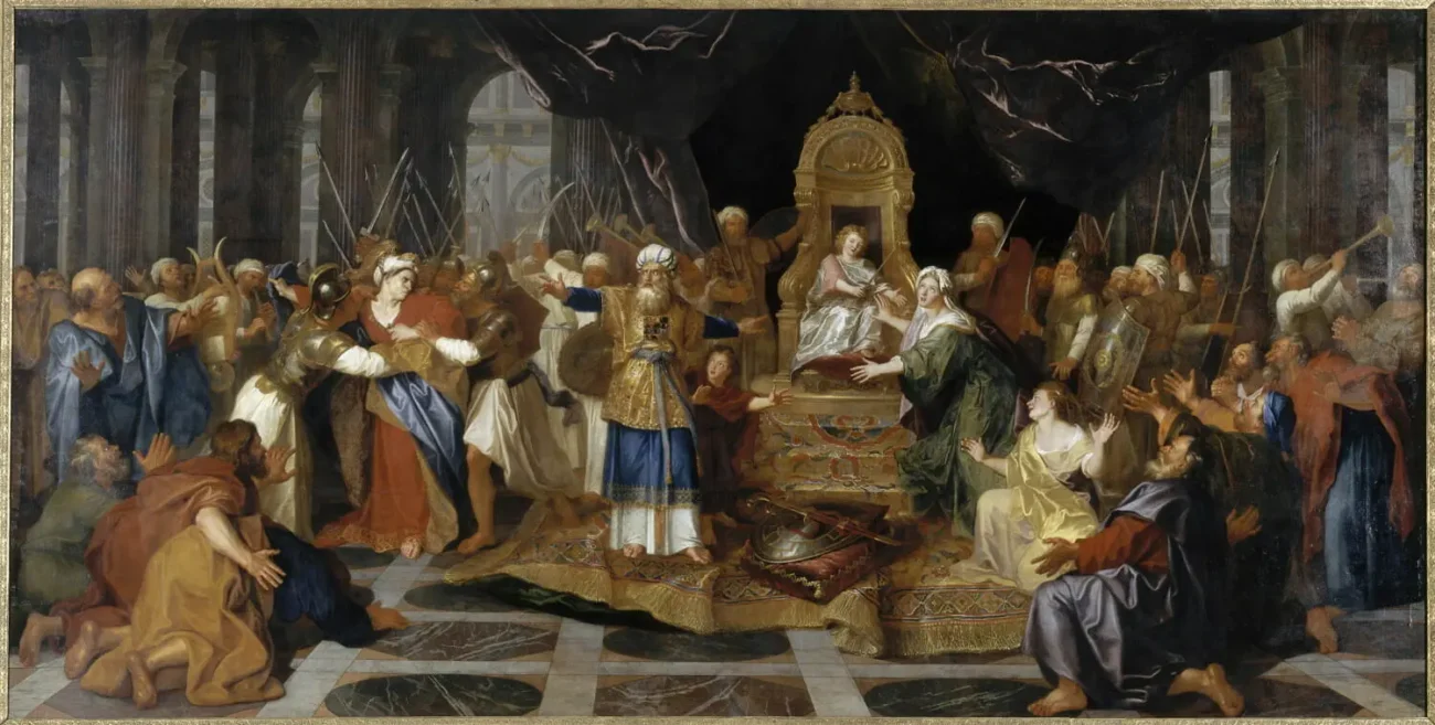 Athalie Tapınağın Teşinde Yağlıboya Tablosu - Coypel, Antoine - Paris XVII. YY. (Louvre Müzesi)