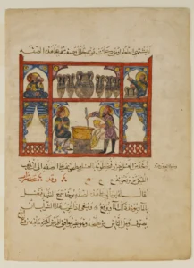 Baldan İlaç Hazırlamak, Dioscorides'in De Materia Medica'sının Arapça Tercümesinin Dağınık Bir El Yazmasından - Hat Abdullah İbn El-Fadl - H. 621 (metmuseum