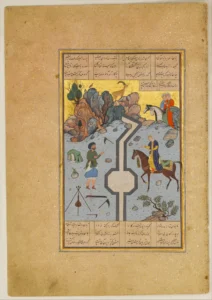 Ferhad, Şirin İçin Bir Süt Kanalı Oyuyor, Gence Nizami'nin Bir Hamsesi - Hattat Mahmud Muzahib - Sanatçı Şeyh Zada (Meisterdrucke)