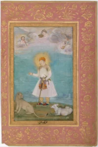 Govardhan - Aslan Ve Buzağı İle Ekber, Şah Cihan Albümü (metmuseum)