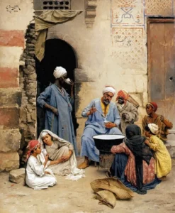 Kahirede Bir Sahlep Satıcısı Tablosu (Oryantalist Ressam Ludwig Deutch) M.1886