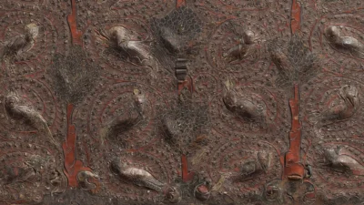 Kazınmış, Kabartmalı Ve Delikli Deri Ve Yaldızlı Süslemelerden Bir Parça - XVI. YY. (Hermitage Müzesi)