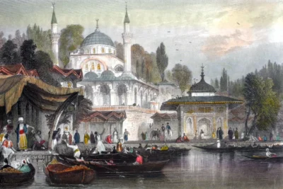 Mihrimah Sultan Camii Ve Kayıklar - Münihli Alman Ressam August Fink M.1846
