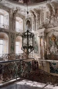 Rokoko Mimarisi Bir Kale'nin İçinden Görünüm 1 - Augustusburg Köln Almanya M.1725