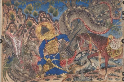 Şah-nâme - Bahram Gūr Bir Ejderhayı Öldürüyor, Krallar Kitabı H
