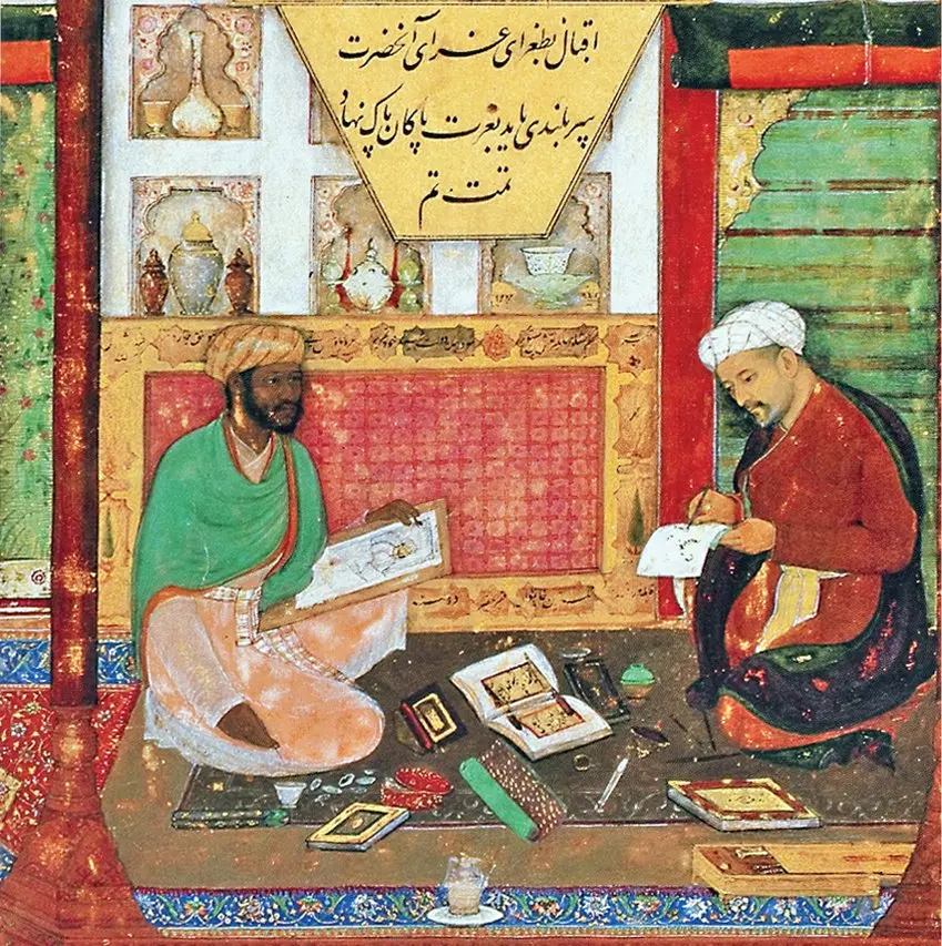 XVII. Yüzyılın Başlarına Ait Bir Hamse Yazmasında Nakkaşları Çalışırken Gösteren Minyatür (British Library)